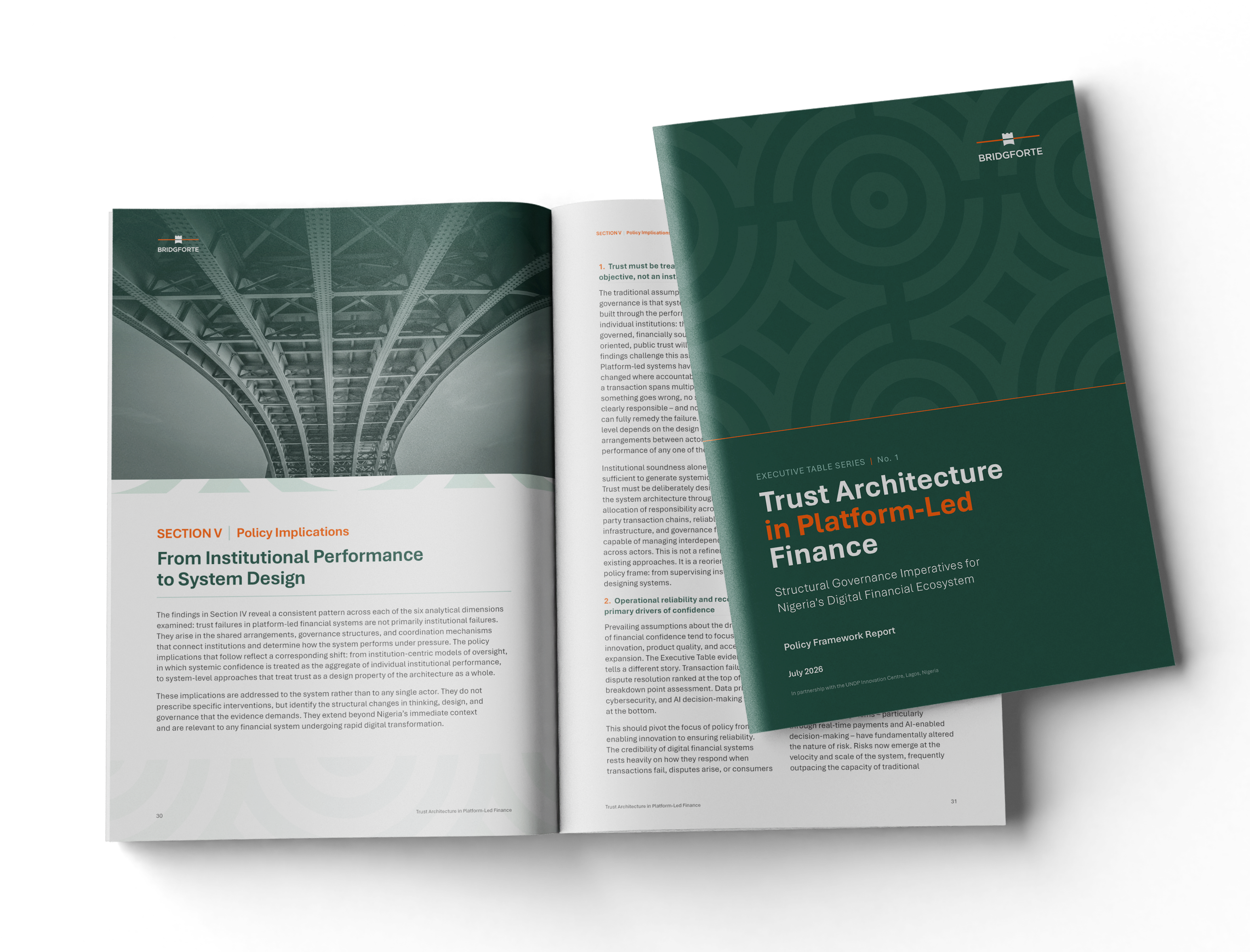Trust Architecture report, cover and inside spread
